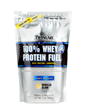 TWINLAB: 100 Percent Whey Protein Powder Vanilla Zipper Pouch 1 LB
